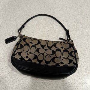 COACH Y2K 2000s Black and White Signature Mini Bag